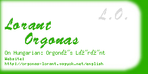 lorant orgonas business card